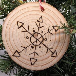 Hand Crafted Natural Wood Snowflake Ornament